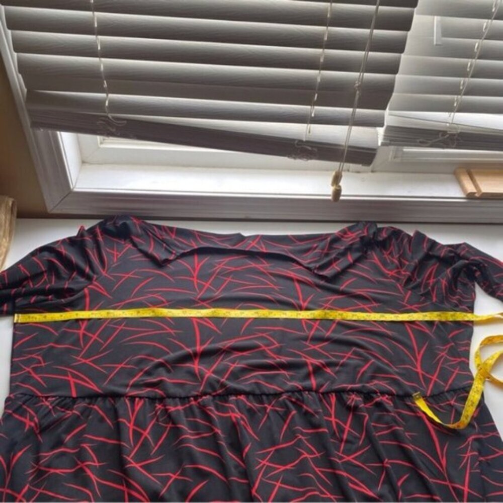 Ulla Popken Black Red Abstract Print Tunic Dress 3/4 Sleeve - Picture 11 of 14